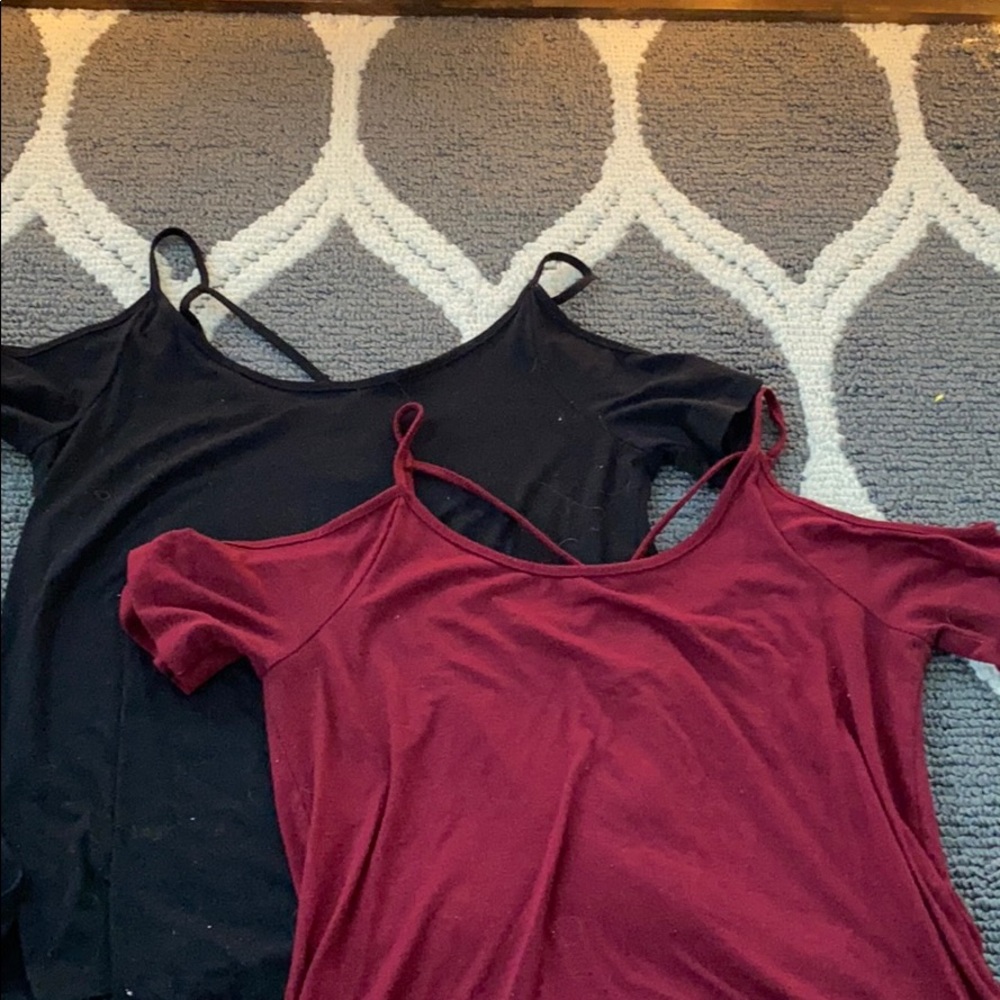 Set of two open shoulder tops